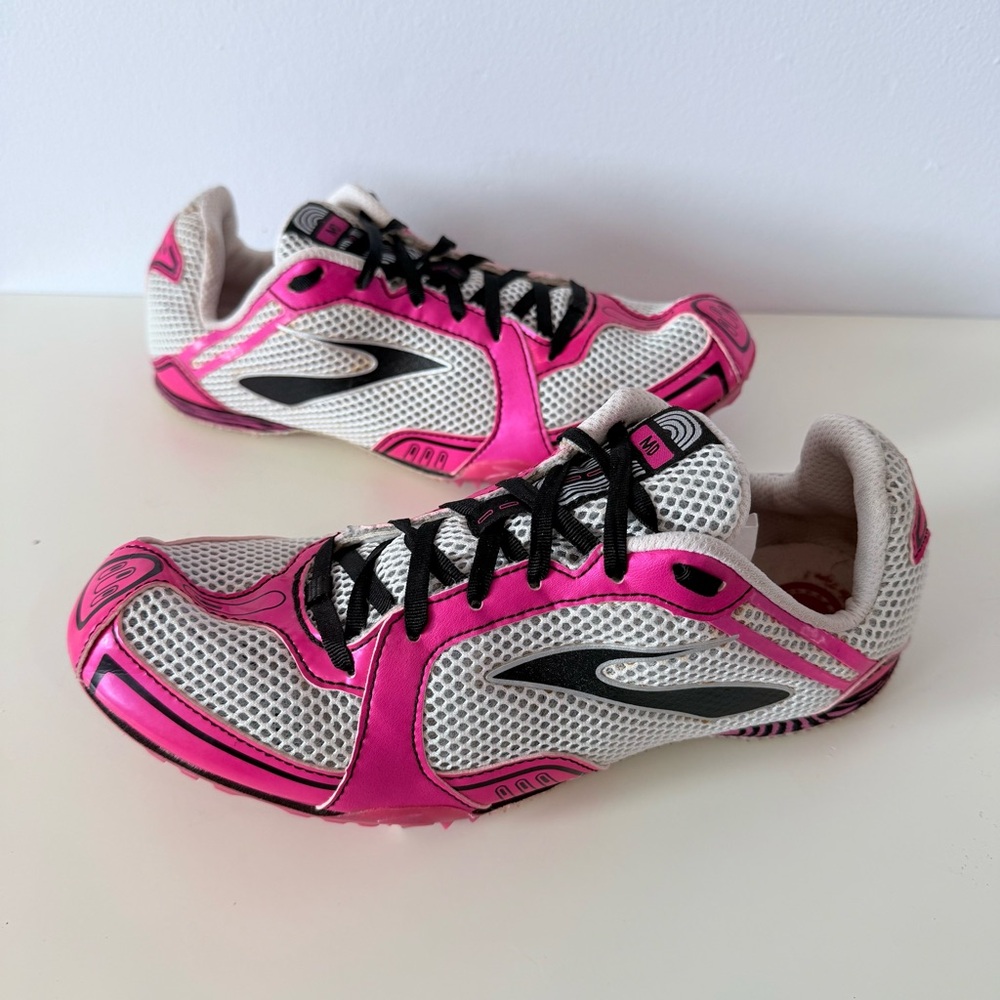 Brooks Women's MD PR Collection Track Shoes Spikes Neon Pink White Black 9.5